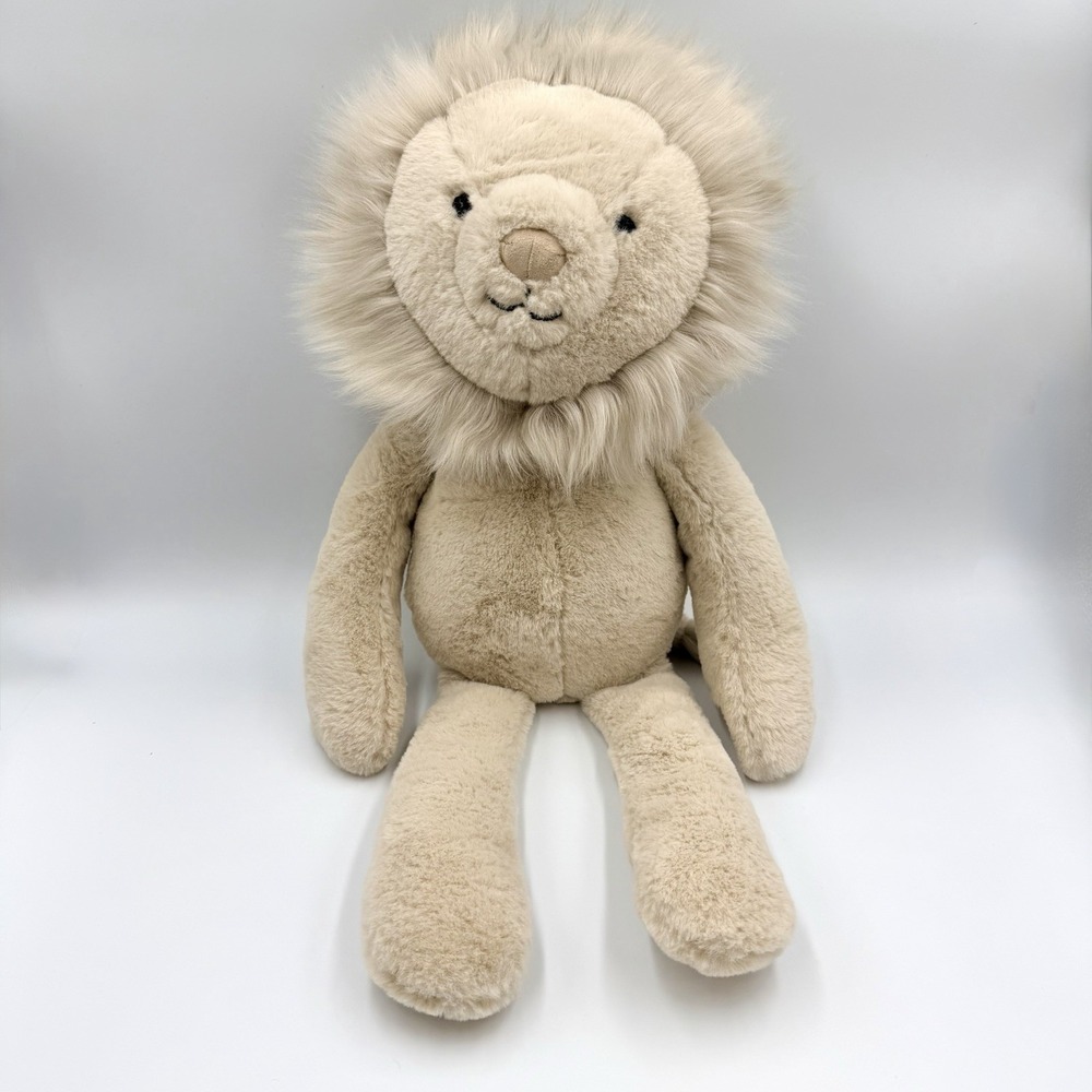 Pottery Barn Kids Lion Plush Taupe Critter Luxe Baby Stuffed Animal - Large 21"